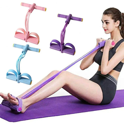 6-Tube Pedal Resistance Band Tension Rope Elastic Yoga Pedal Puller Body Stretching Trainer Home Gym Workout Equipment